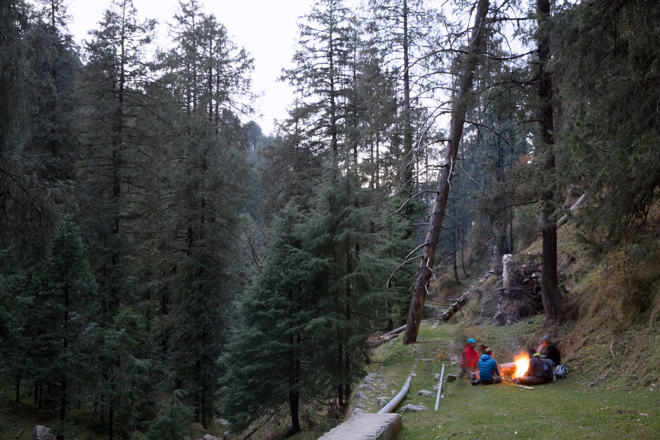 A fire at dusk, after the hike. â€” Dalhousie, Himachal Pradesh Â· Nov 2015