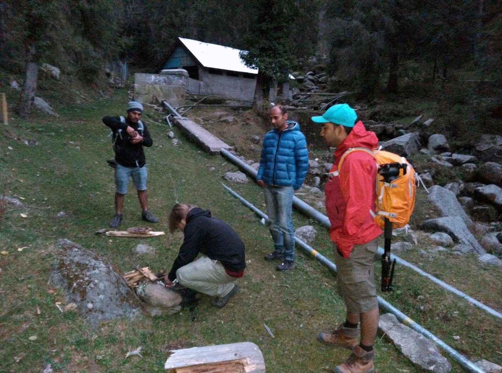 Building the bonfire we'd later sit around. â€” Dalhousie, Himachal Pradesh Â· Nov 2015